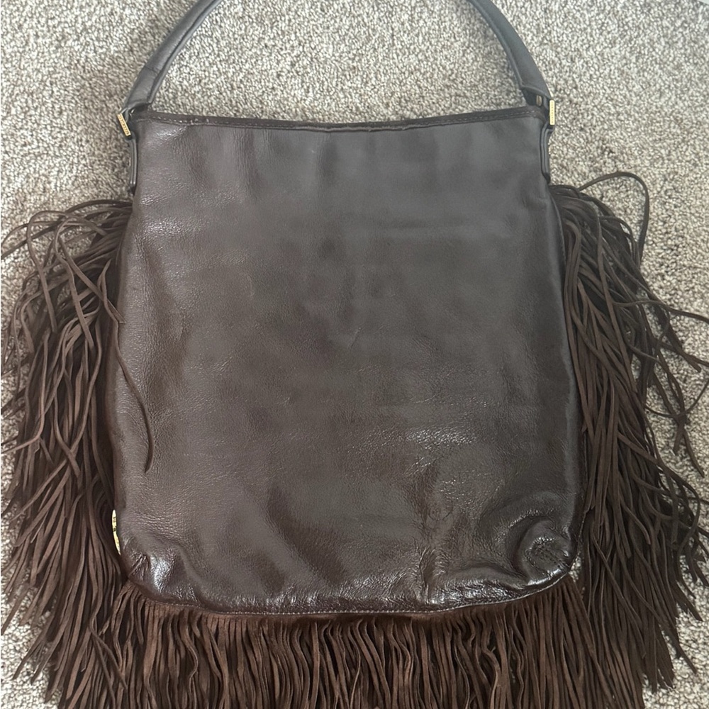 Tory Burch Dark Brown Leather Fringe Bag
